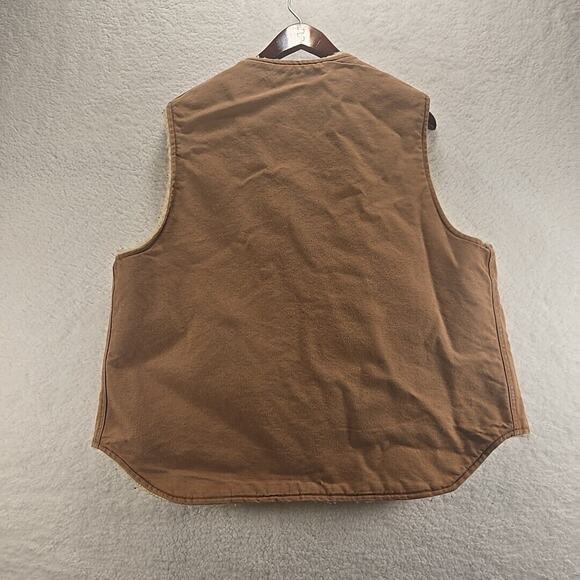 Vintage Carhartt Vest Mens XL Brown 6SV Sherpa Lined Full Zip Canvas - Picture 8 of 11
